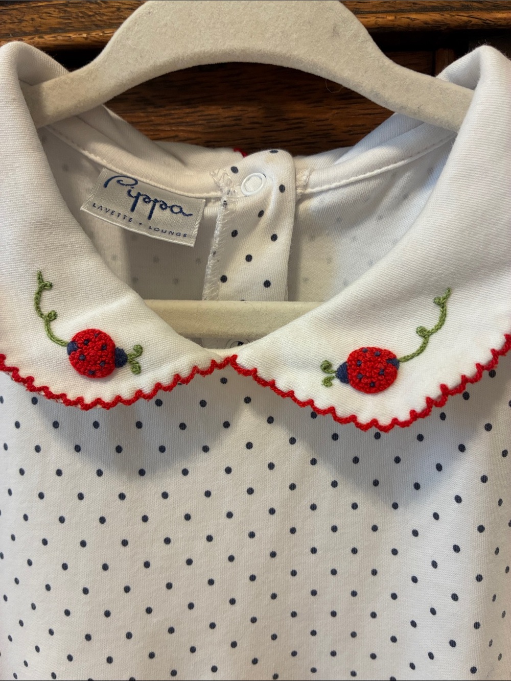 Pippa Layette Polka Dot Dress with ladybugs - Picture 2 of 7